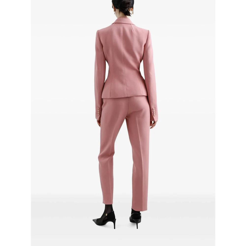 Dolce & Gabbana Roze Zijden Satijnen Jassen met Canneté-bedekte knopen Pink Dames