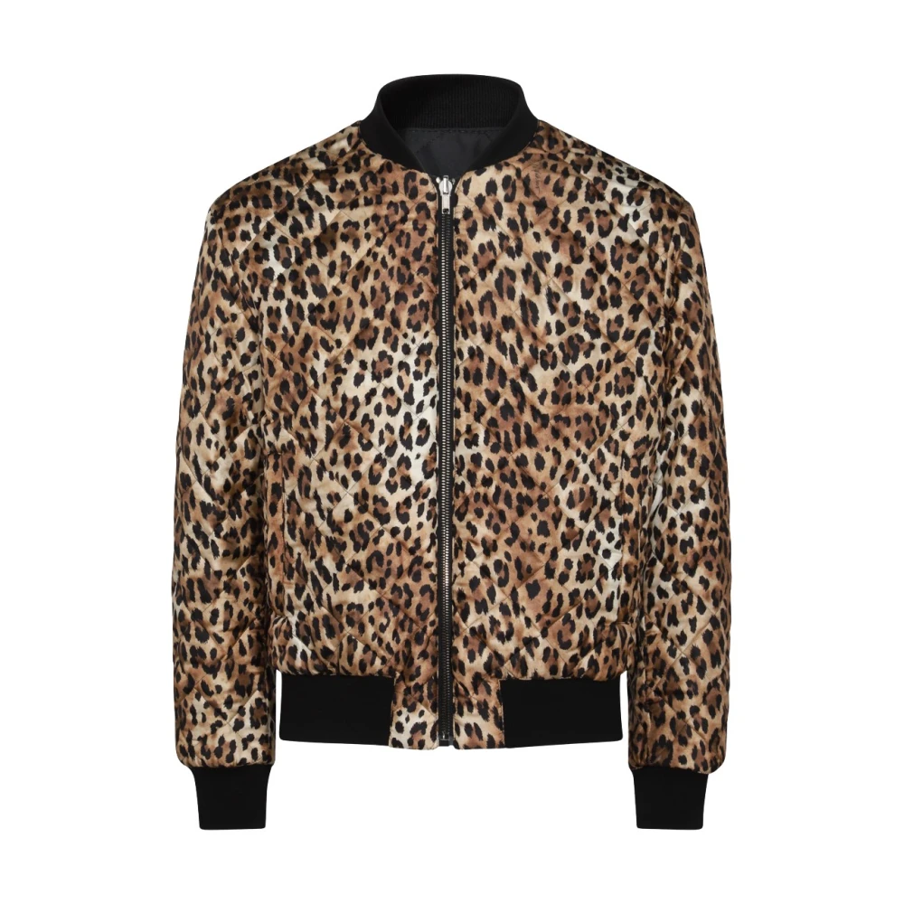 Moschino Luipaard Zijden Casual Jas Brown Heren