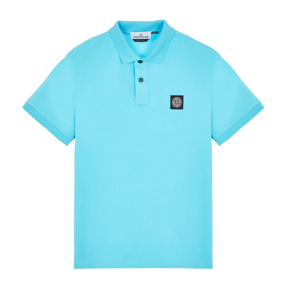 Stone Island Turquoise Slim Fit Polo Shirt Blue Heren