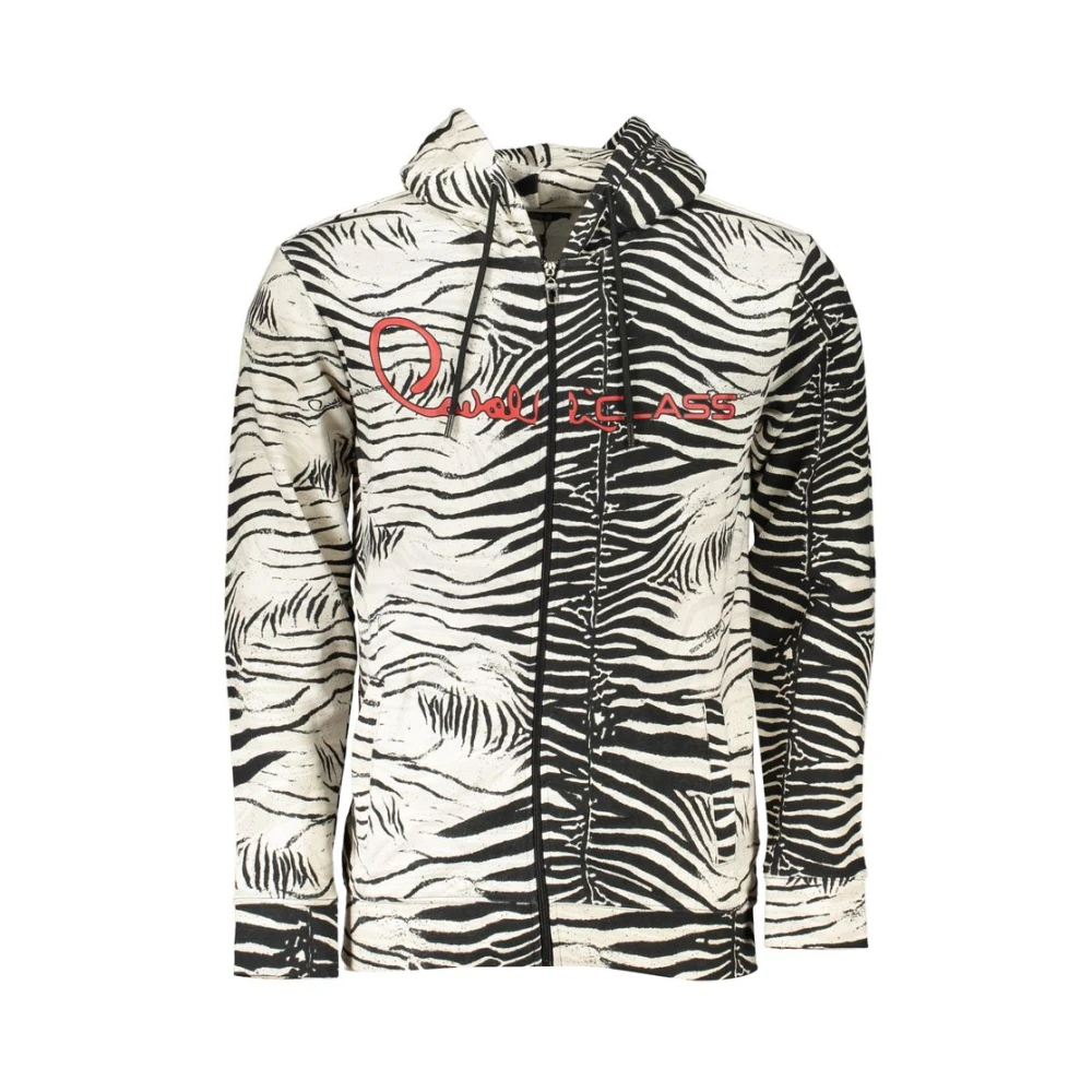 Cavalli Class Stijlvol wit capuchontrui met uniek patroon Multicolor Heren