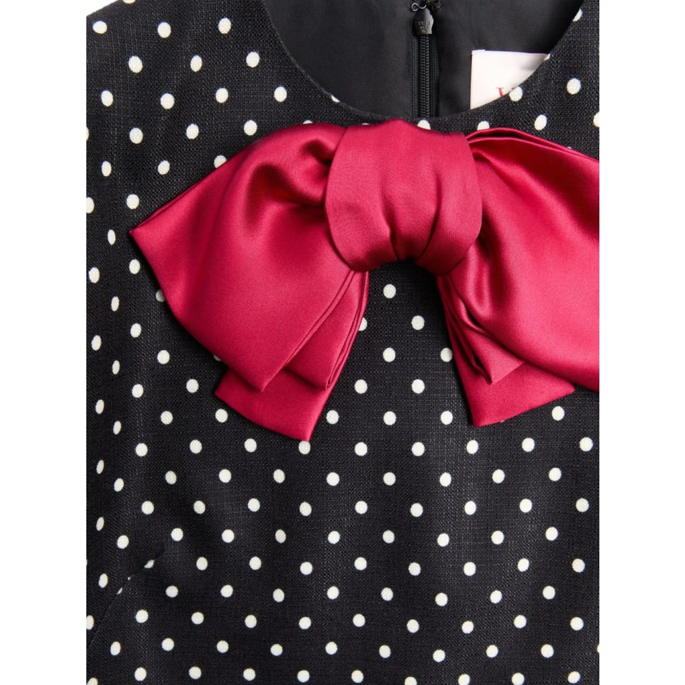 Valentino Zwarte jurk met stippenprint en strikdetail Black Dames