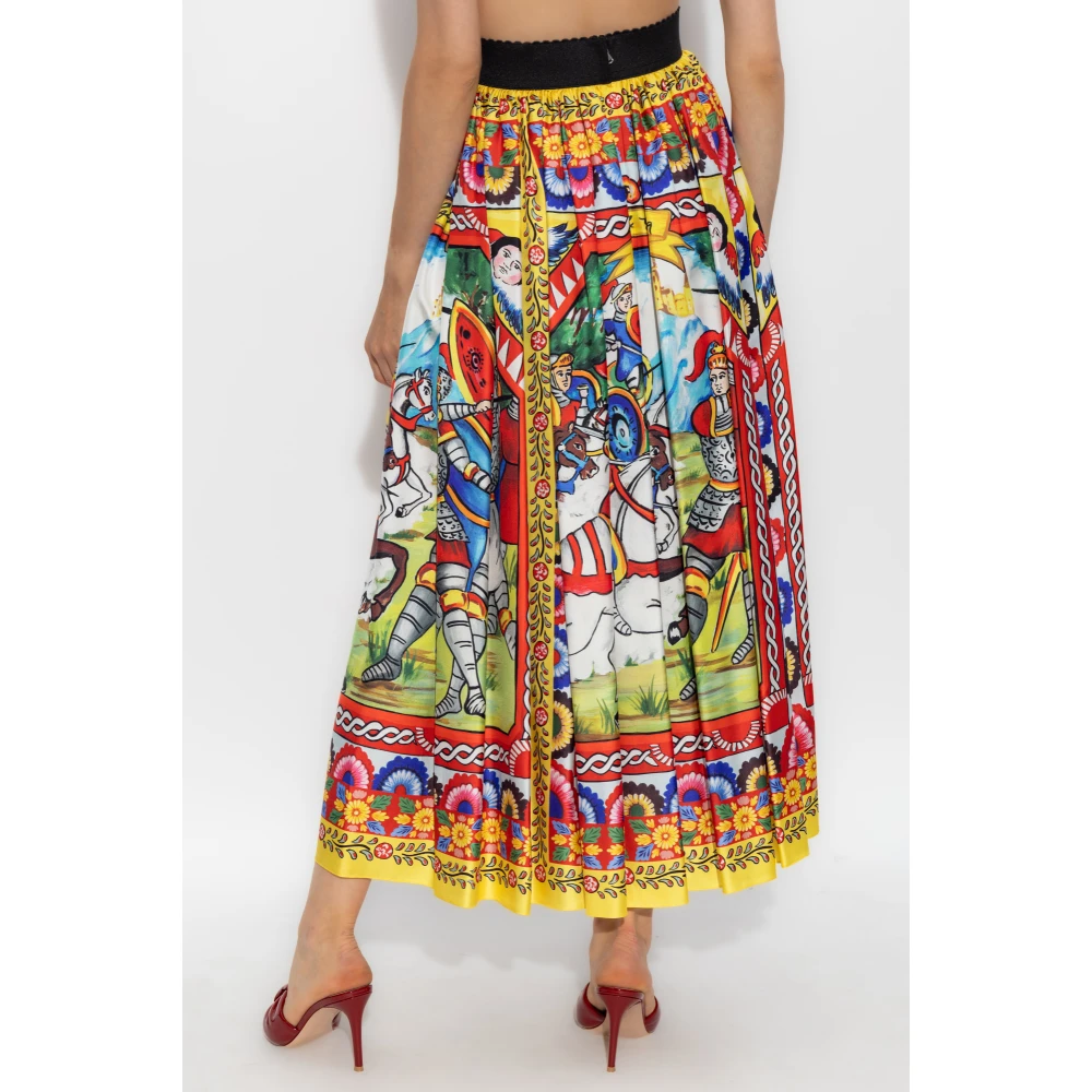 Dolce & Gabbana Zijden rok met Carretto-patroon Multicolor Dames