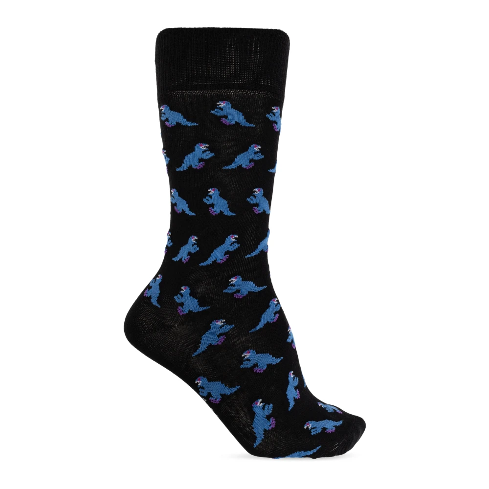 Paul Smith Katoenen sokken met dinosaurusmotief Black Heren