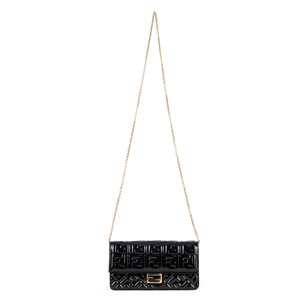Fendi Women's Black Cross Body Bags, One Size, Wallet On Chain Baguette