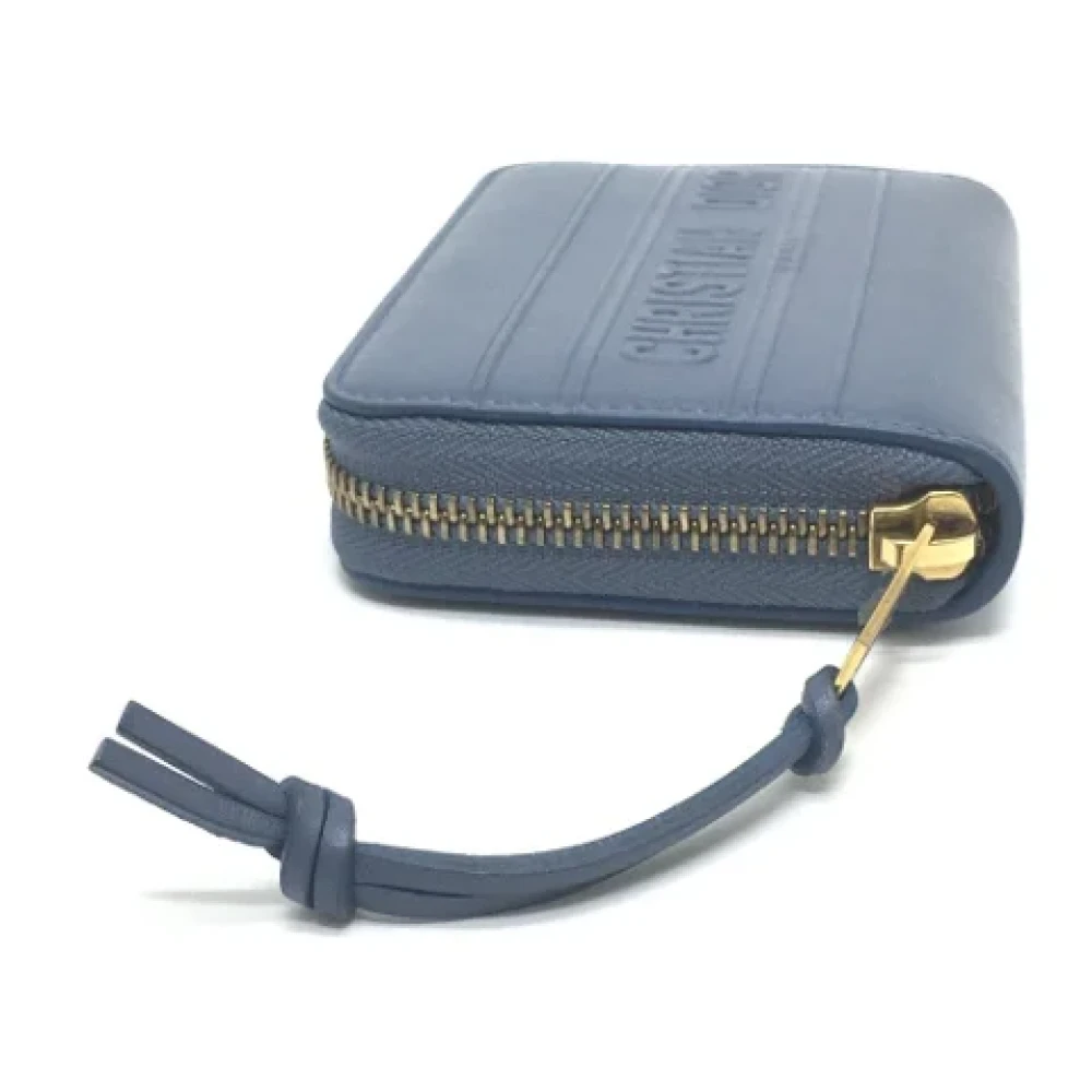 Dior Vintage Pre-owned Leather wallets Blue Dames