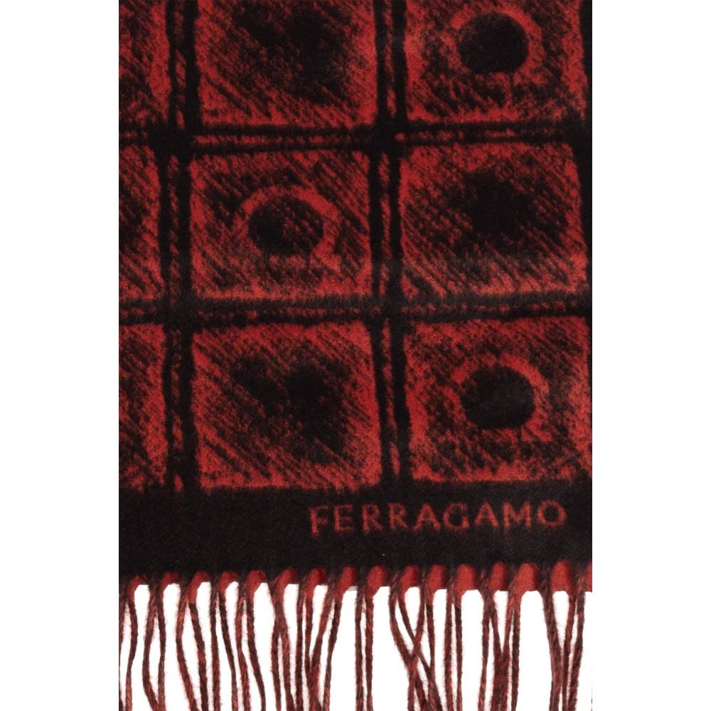 Salvatore Ferragamo Zijden sjaal met logo Red Heren