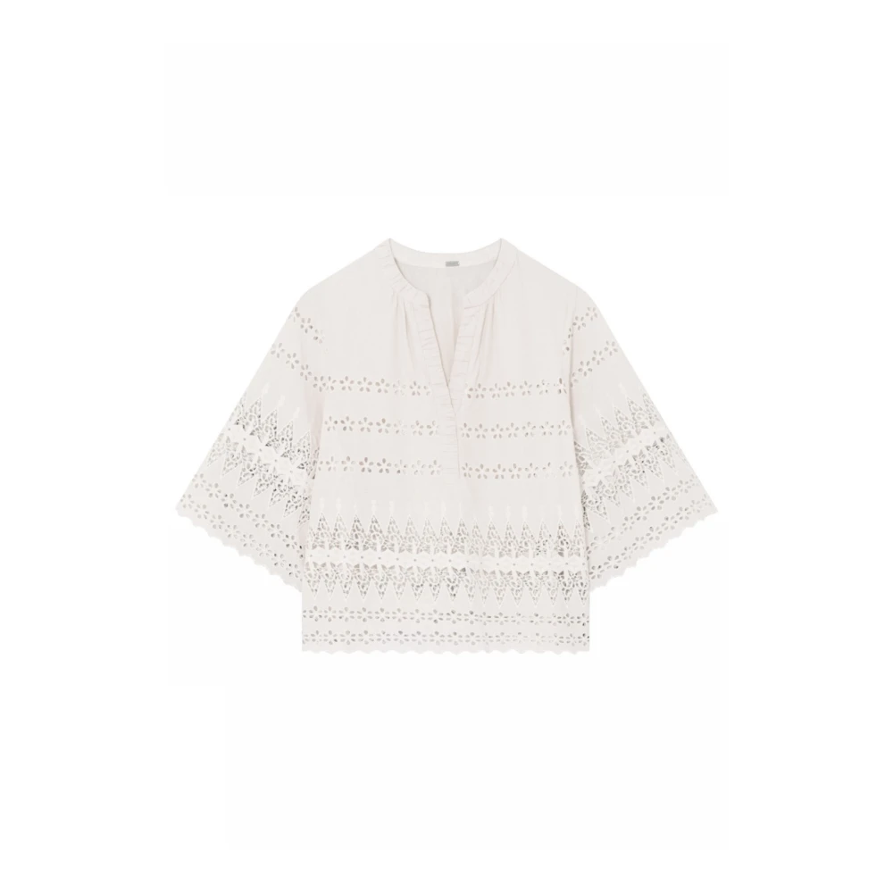 Gustav Women's White Blouses,, Blouse With Embroidered Details Medium