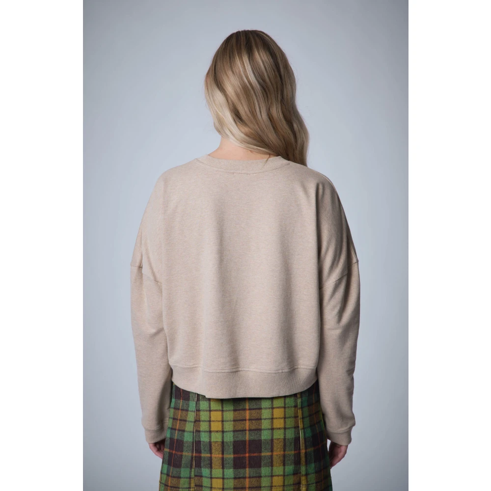Manoush Bloemen geborduurde lange mouw sweatshirt Beige Dames