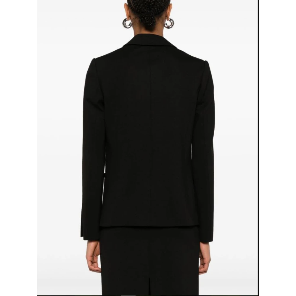 Twinset Zwarte jas met T-logo sluiting Black Dames