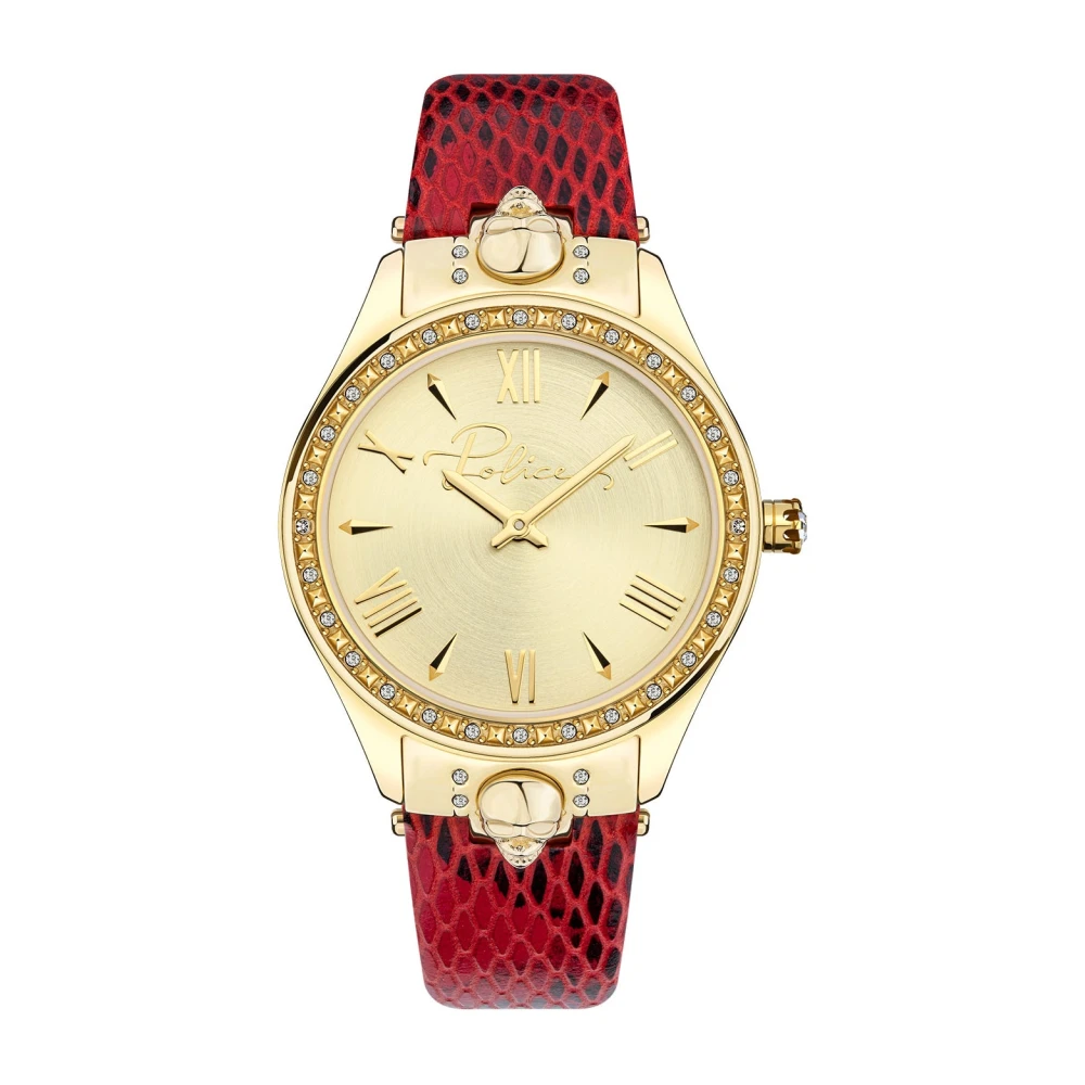Police Men's Yellow Watches, One Size, Pahia Leather Analog Watch