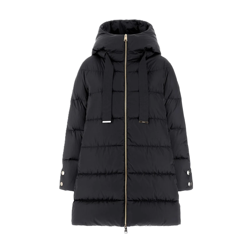 Herno Femme Noir Manteaux, Taille: 44 Fr Doudoune Trapèze