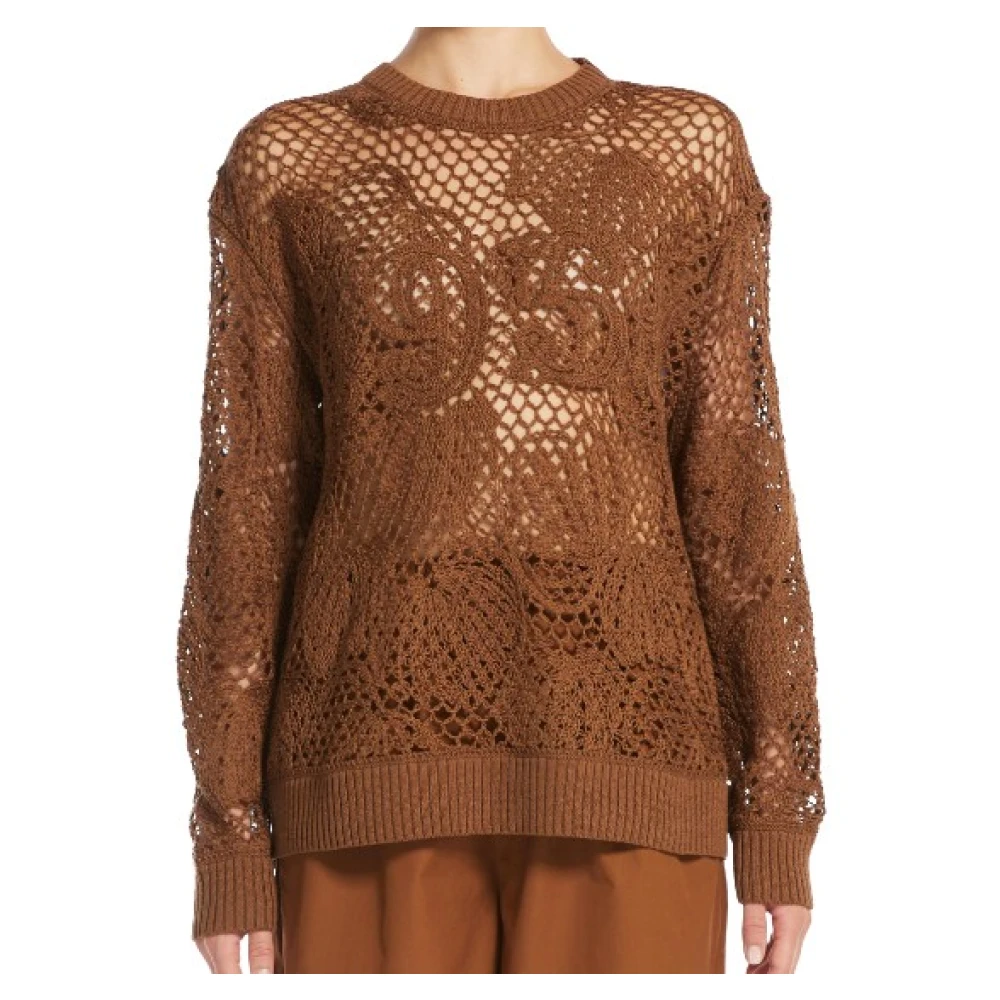 Max Mara Bruin Leren Trui Stijlvolle Mode Brown Dames