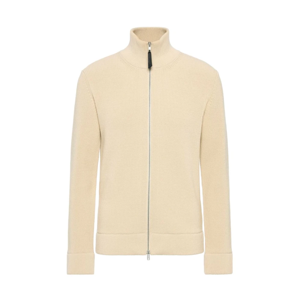 Maison Margiela Ribbed Zip Cardigan - Male - Cardigans - White - L - Knitwear