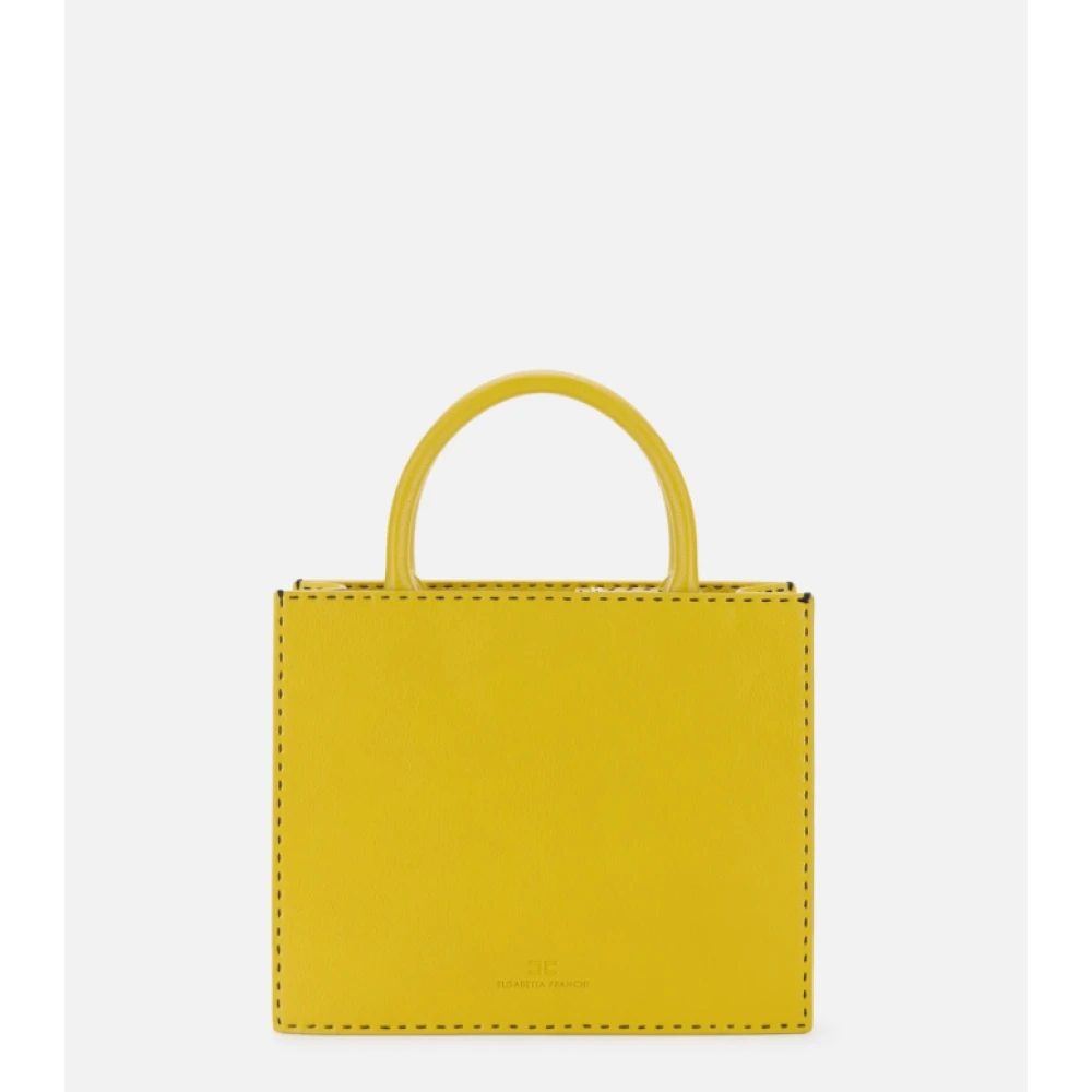 Elisabetta Franchi Gele Kleine Tote Handtas met Dubbel C Patch Logo Yellow Dames