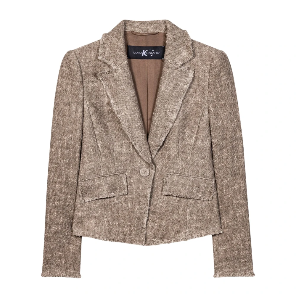 LUISA CERANO Tweed Blazer met Mal-Tinto Finish Brown Dames