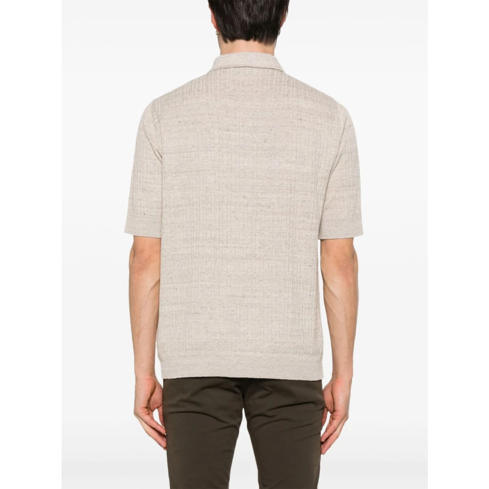 Lardini Beige Ribboorden Korte Mouw Shirt Beige Heren