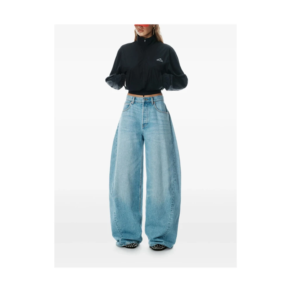 alexander wang Blauwe Grafische Print Wide Leg Jeans Blue Dames