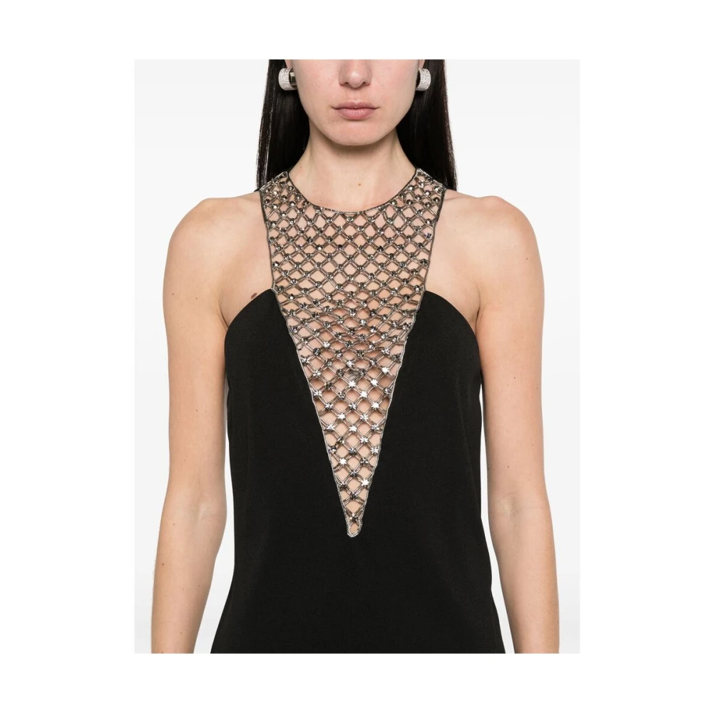 The Attico Zwarte Mouwloze Jurk met Sleutelgatdetail Black Dames