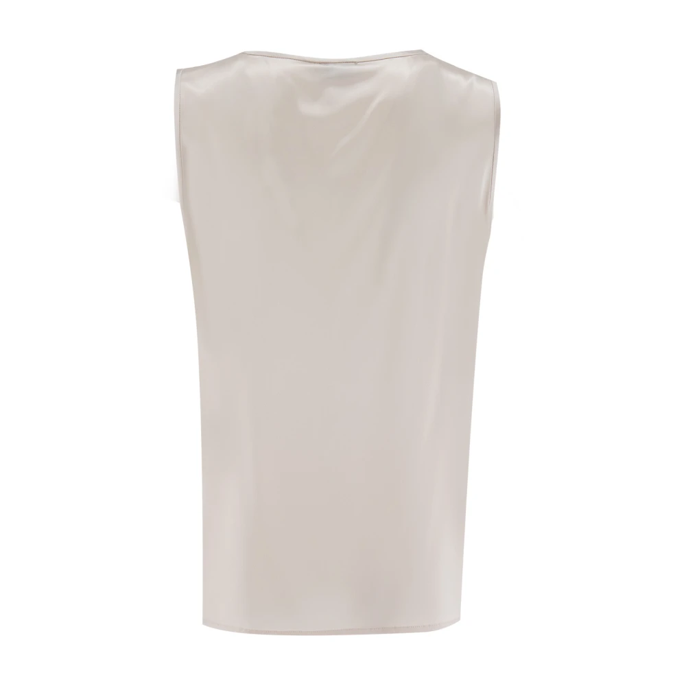 PESERICO Zijden Juweel V-hals Top Beige Dames