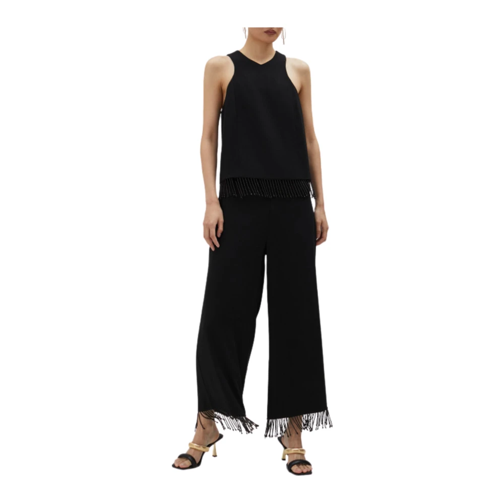 Lola Casademunt Zwarte Top met Onderdetail Black Dames