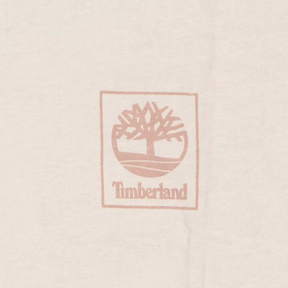Timberland Vintage White Cropped Tee Streetwear Beige Dames