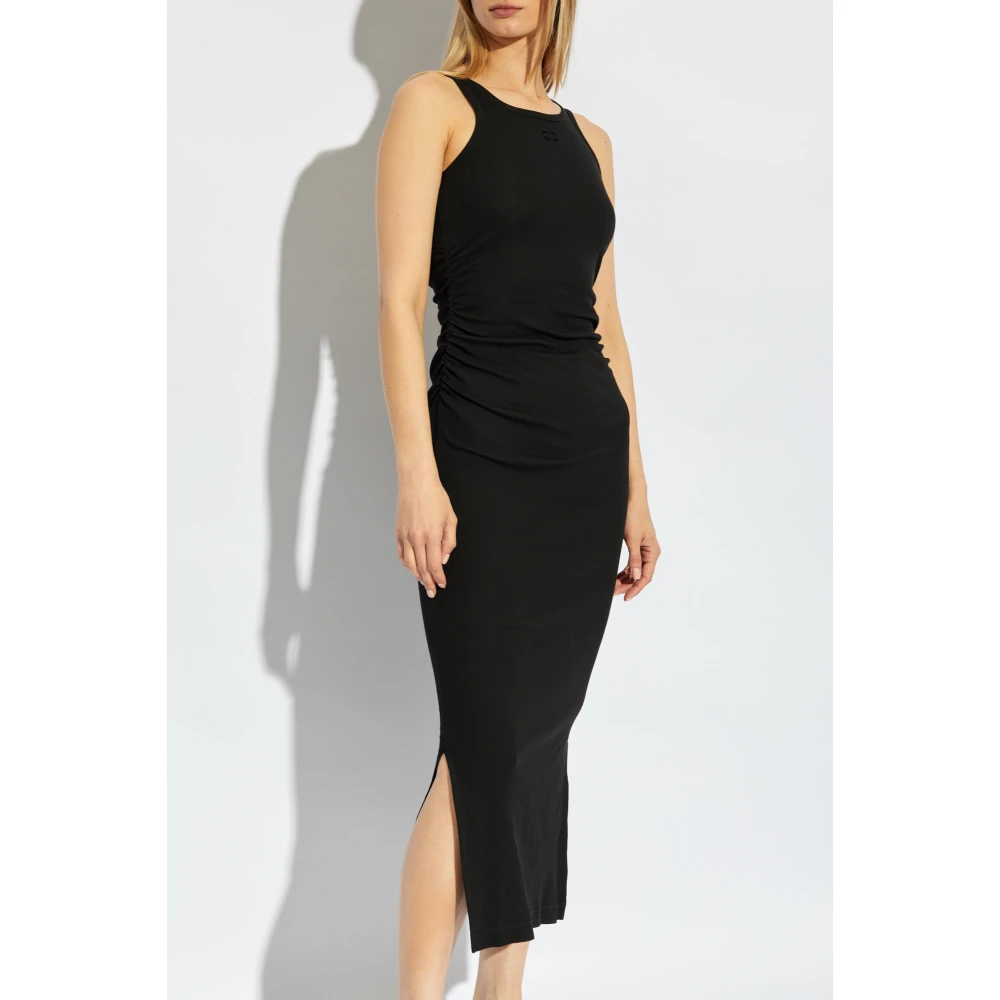 Ganni Gestreepte jurk Black Dames
