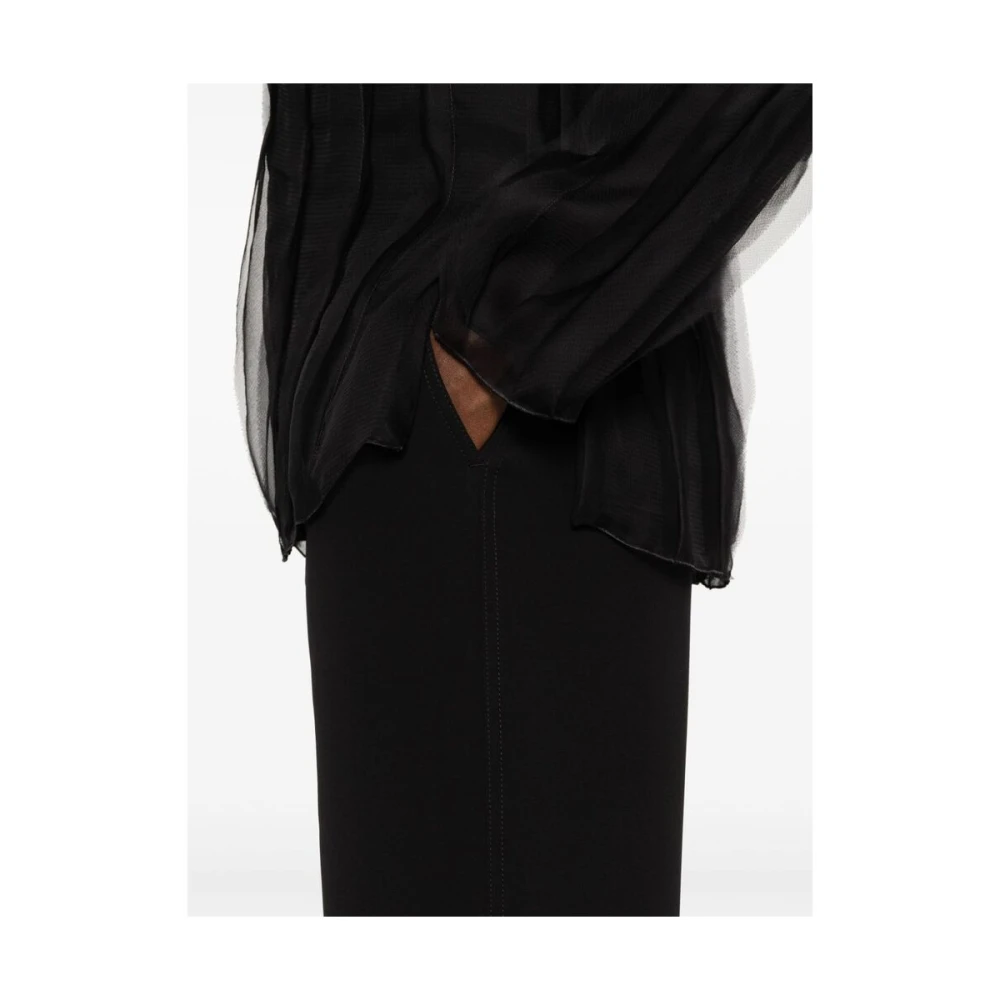 Giorgio Armani Zwarte Zijden Wijde Pijp Broek Black Dames
