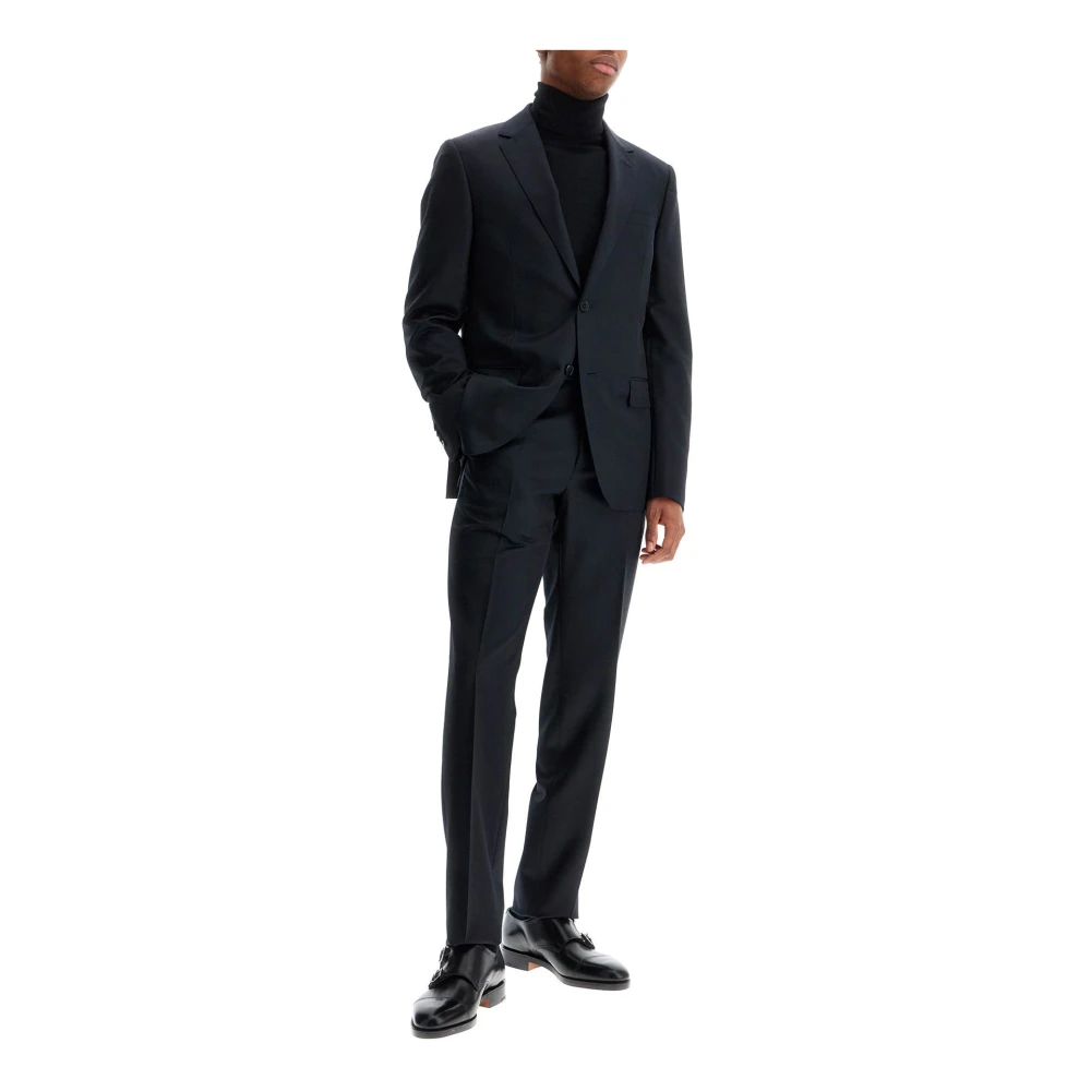 Ermenegildo Zegna Wol Mohair Twill Blazer Broek Set Black Heren
