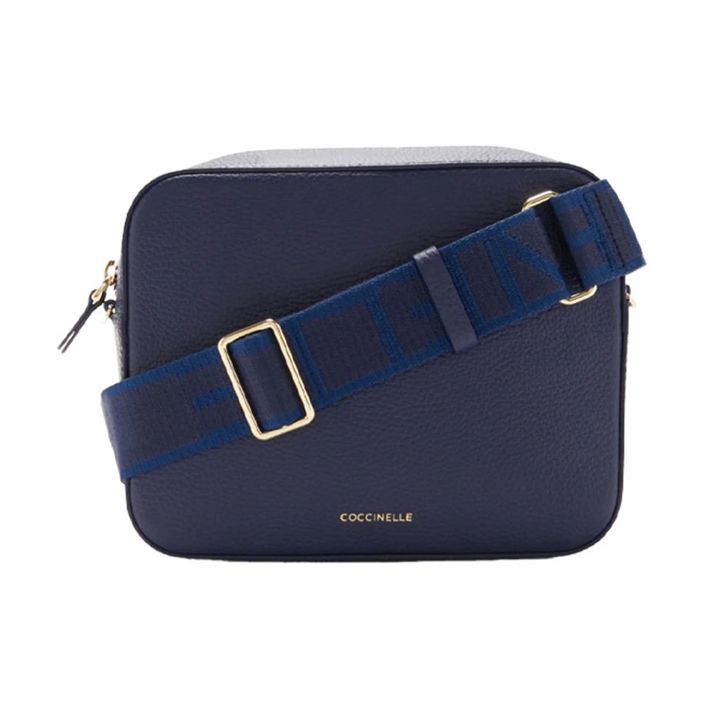 Coccinelle Blauwe Crossbody Tas met Logoband Blue Dames