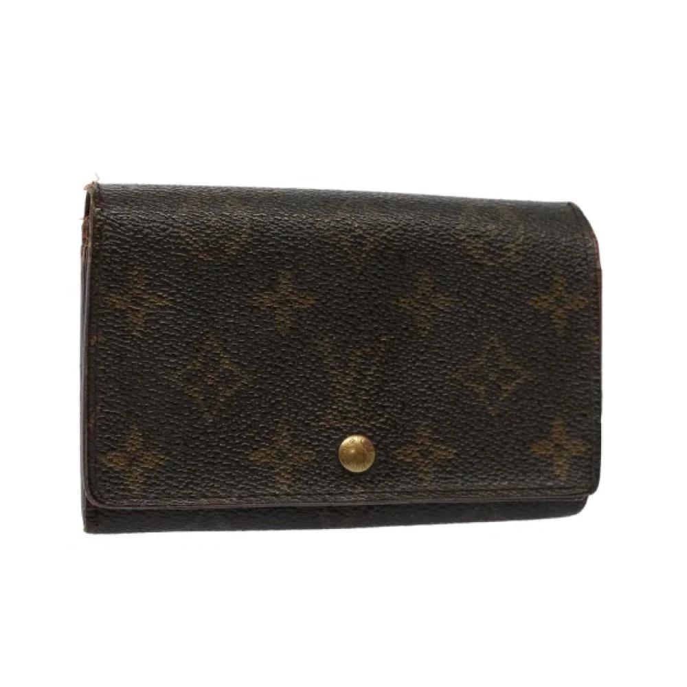 Pre-owned Brunt lerret Louis Vuitton lommebok