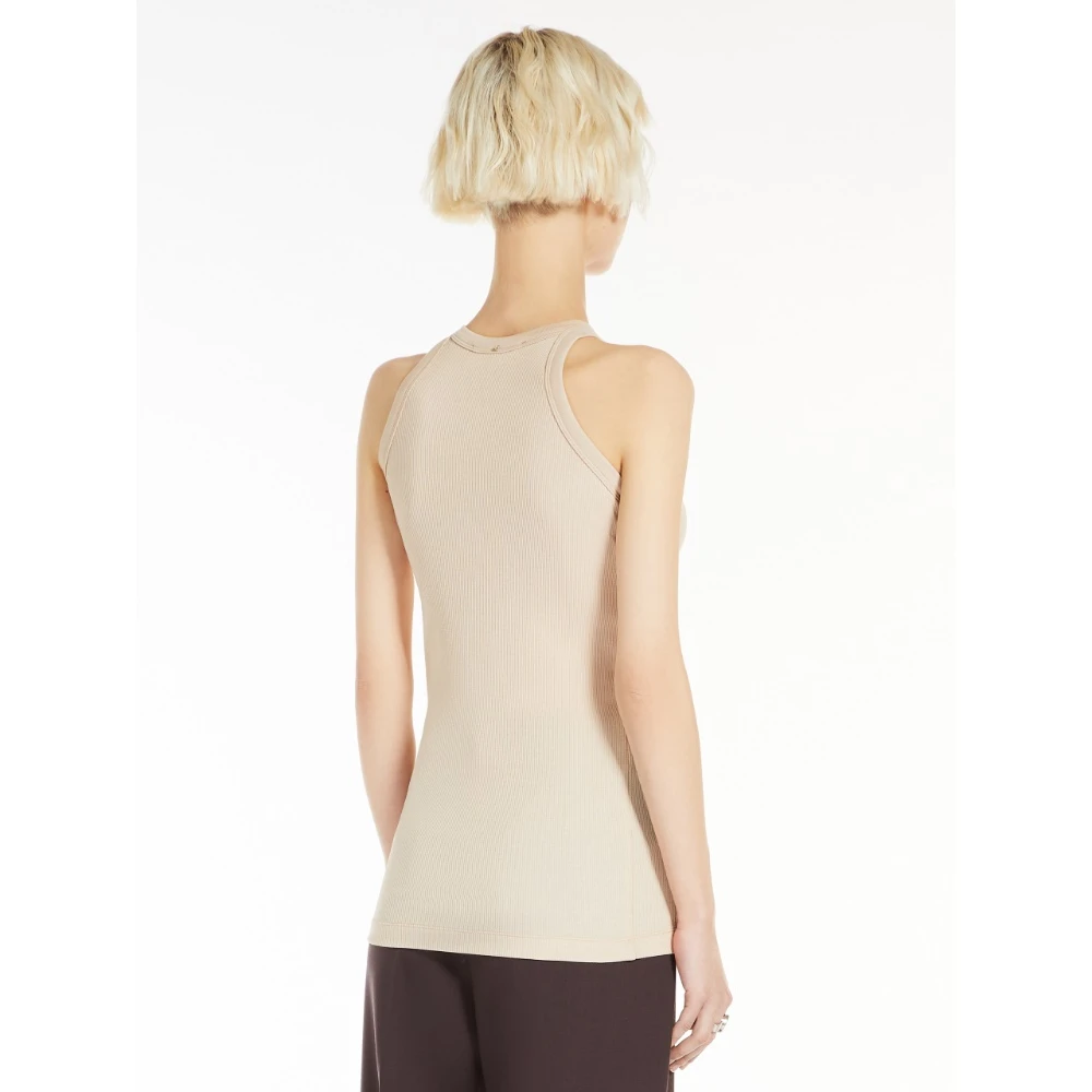 SPORTMAX Geribbeld Jersey Tanktop Beige Dames