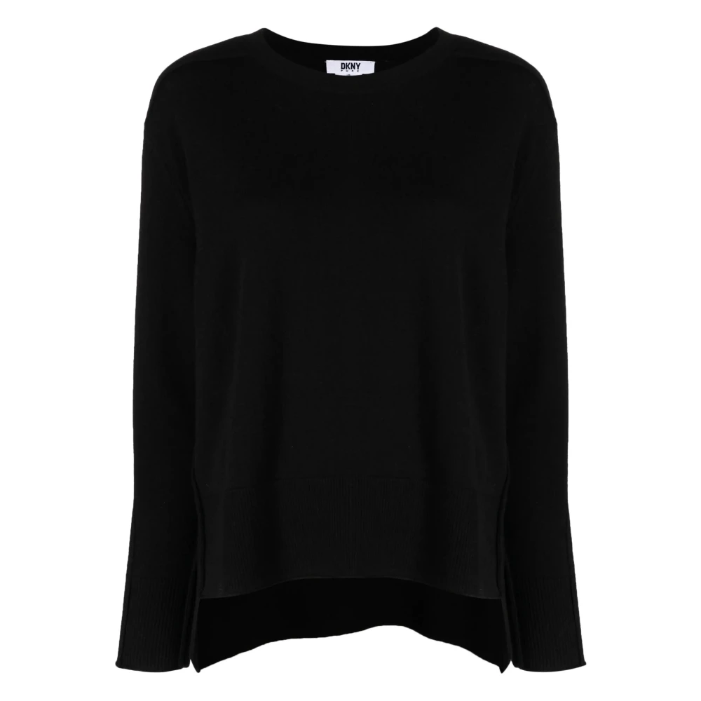DKNY Zwarte Wol Crew Neck Sweater Black Dames