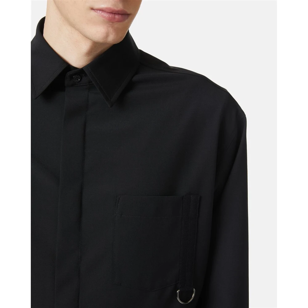 Iceberg Stretch shirt met grosgrain detail Black Heren