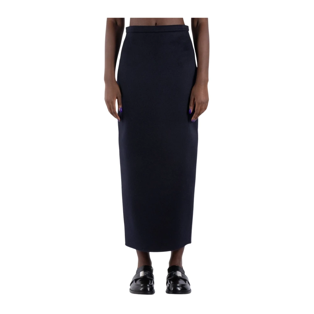 Max Mara Blauwe hoge taille rok met achter split Blue Dames