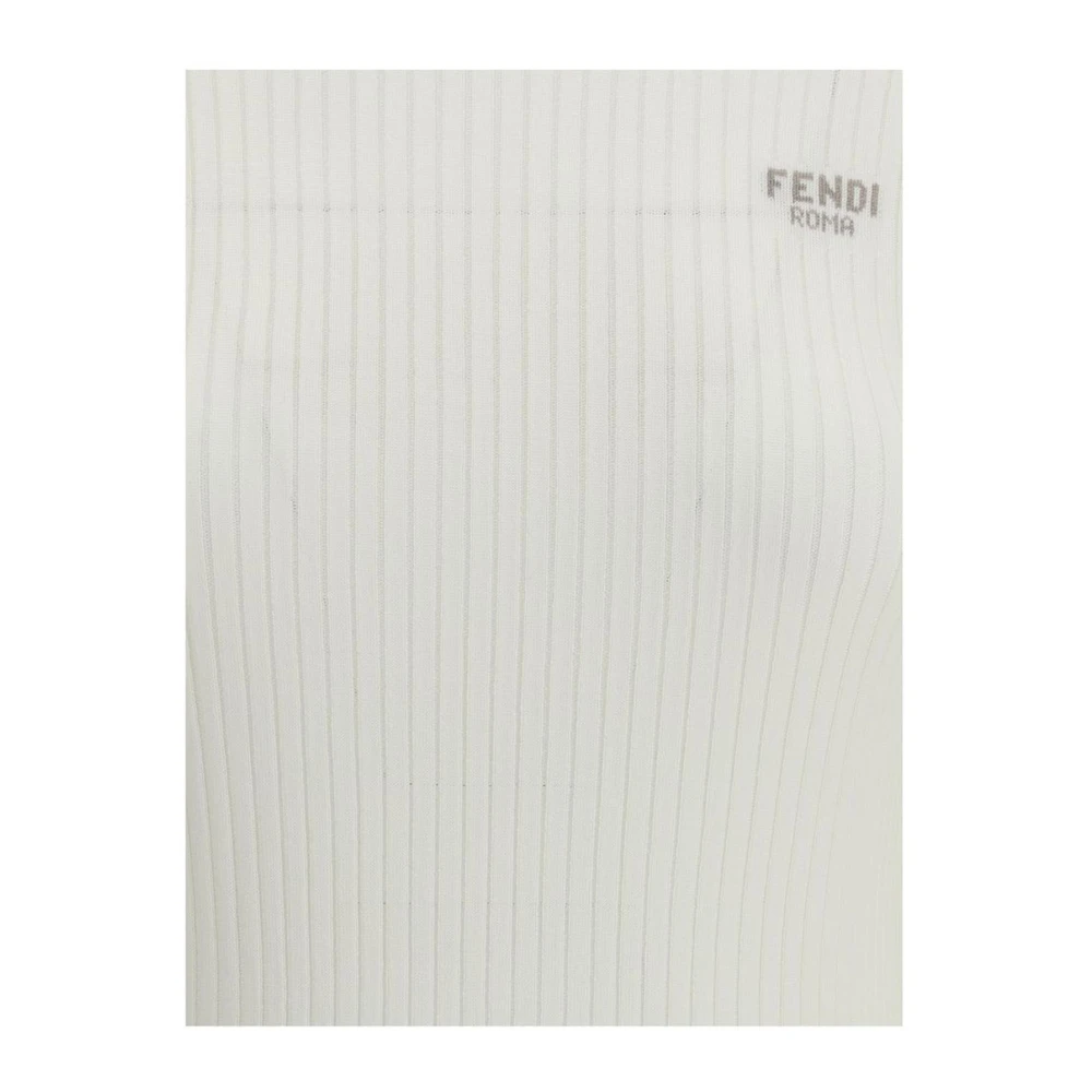 Fendi Monogram Wollen Trui met Ribdesign White Dames