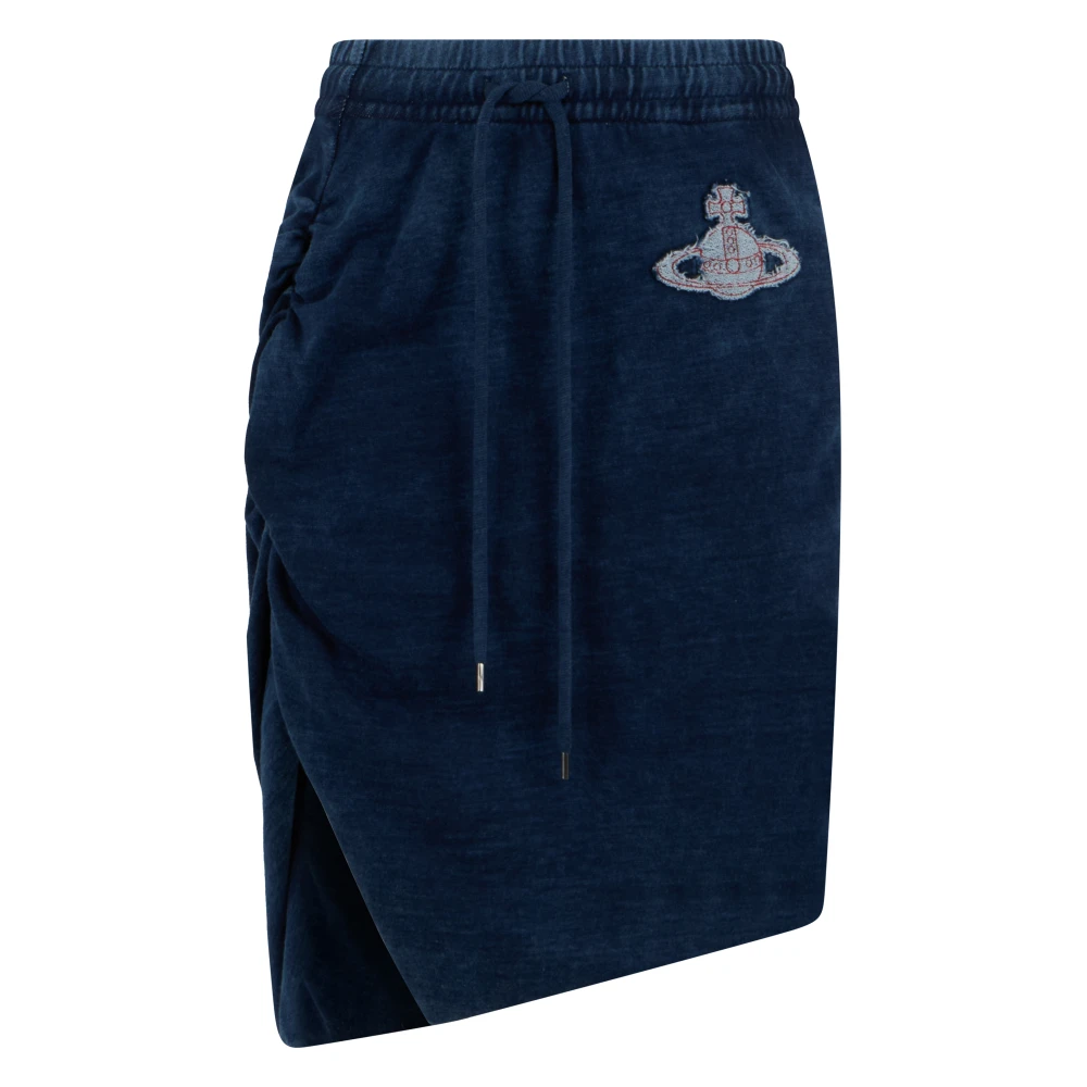 Vivienne Westwood Women's Blue Short Skirts, Xs, Asymmetrical Skirt In Cotton
