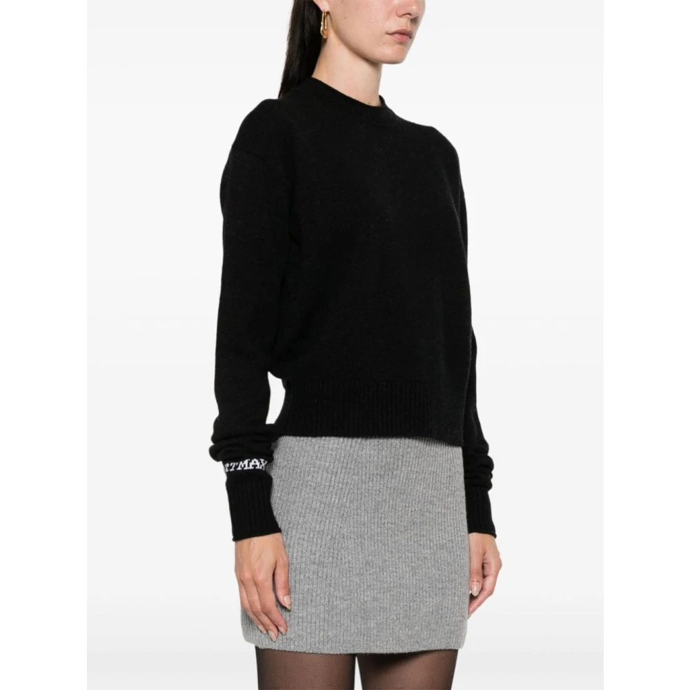 SPORTMAX Zwarte Gebreide Logo Trui Black Dames