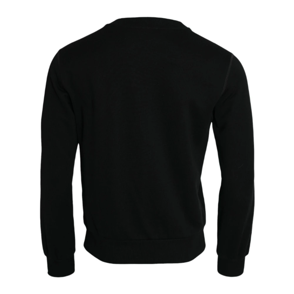 Dolce & Gabbana Zwarte Crew Neck Sweatshirt Lange Mouw Black Heren