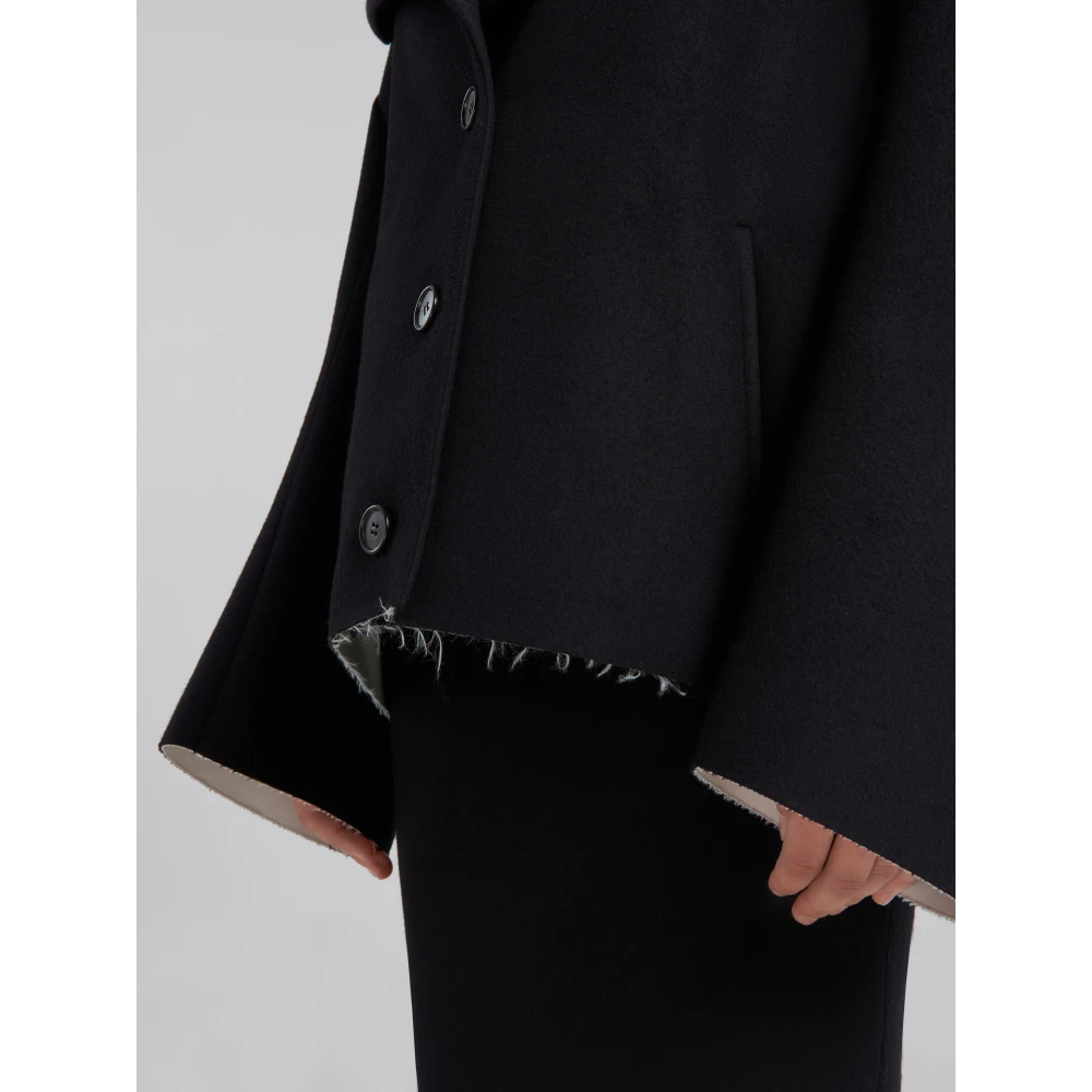 Marni Losvallende wollen jas met oversized revers Black Dames