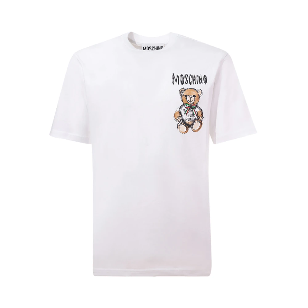 Moschino Men's White T-Shirts,, Logo Print T-Shirt Medium
