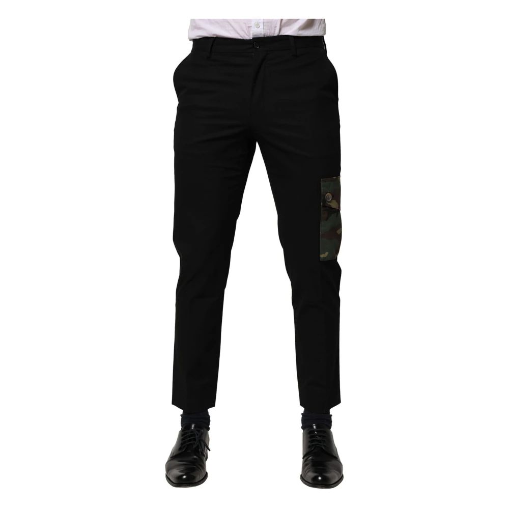 Dolce & Gabbana Black Slim-Fit Trousers, Male, S, Cotton Cargo Trousers