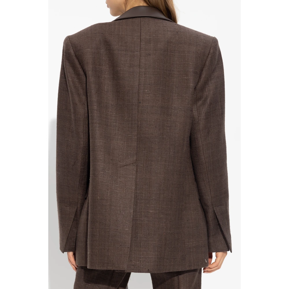 The Mannei Newport blazer met leren kraag Brown Dames