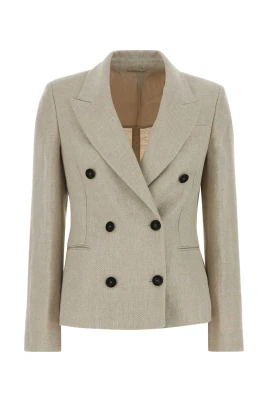Melange Sand Linneblandning Blazer