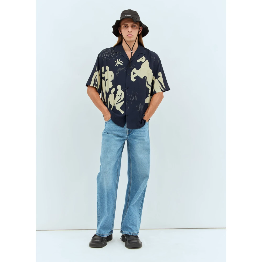 Jacquemus Wijde Denim Jeans Blue Heren