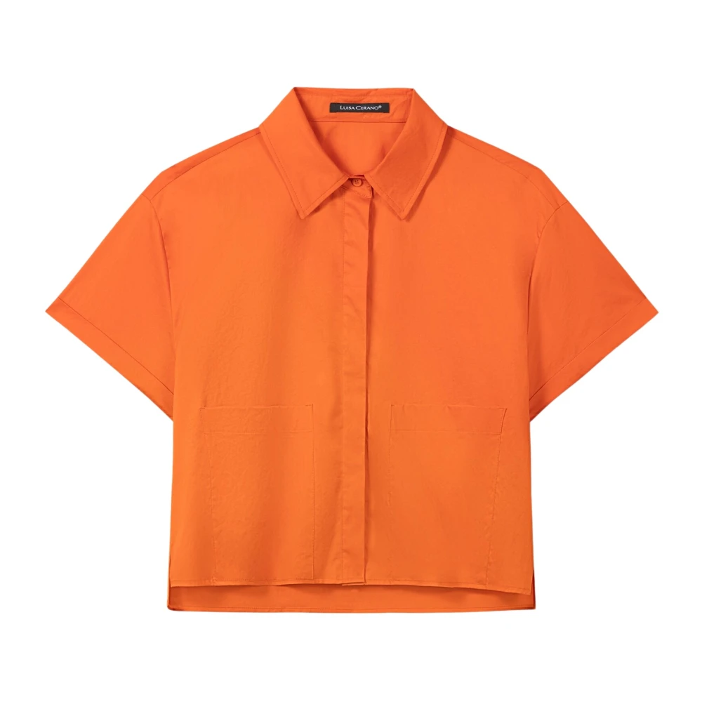 Luisa Cerano Women's Orange Shirts, L, Short Boxy-Cut Blouse