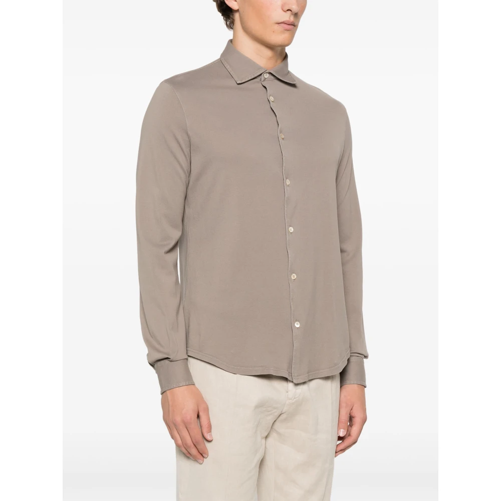Fedeli Italiaans katoenen overhemd Beige Heren