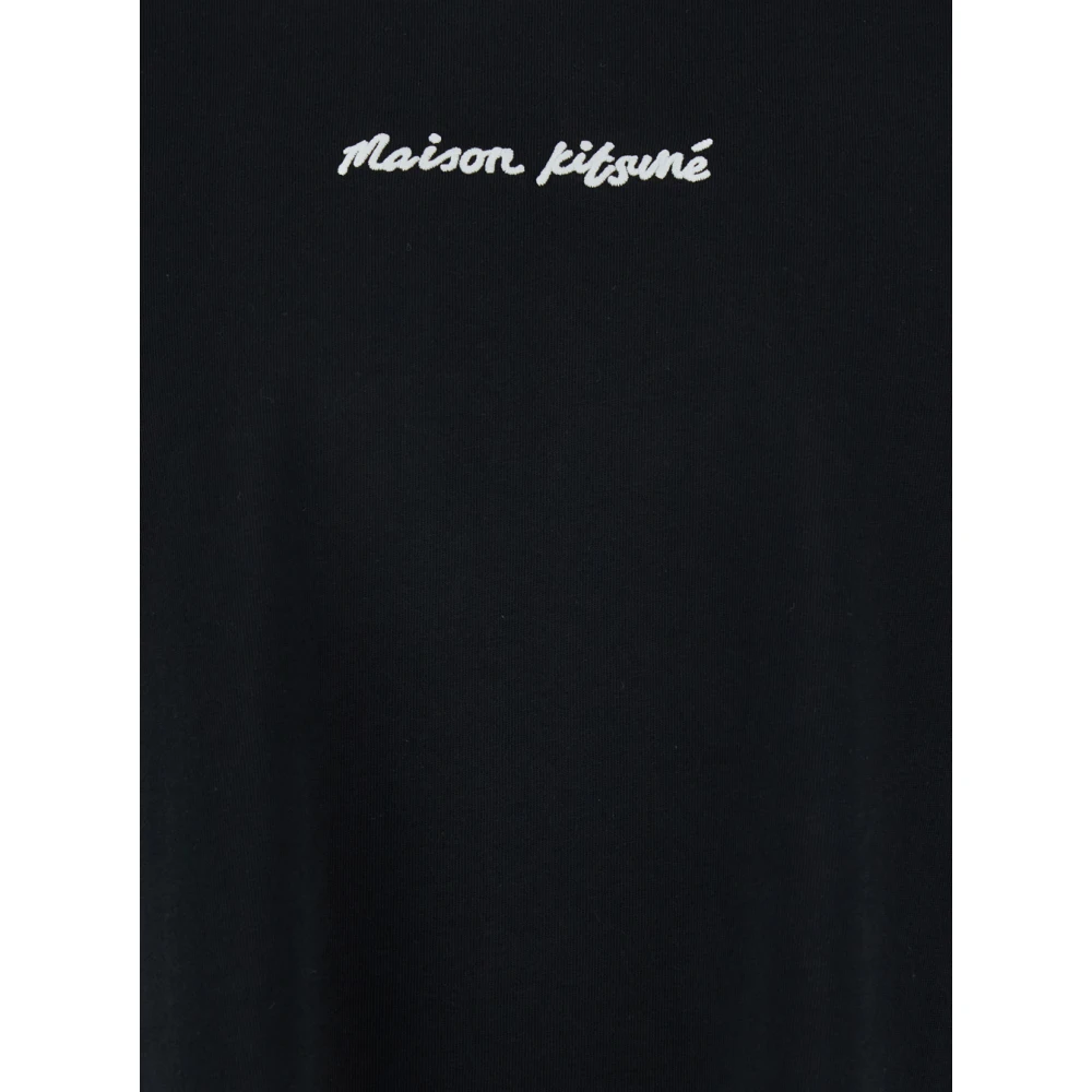 Maison Kitsuné Zwart Logo T-shirt Katoen Man Black Heren