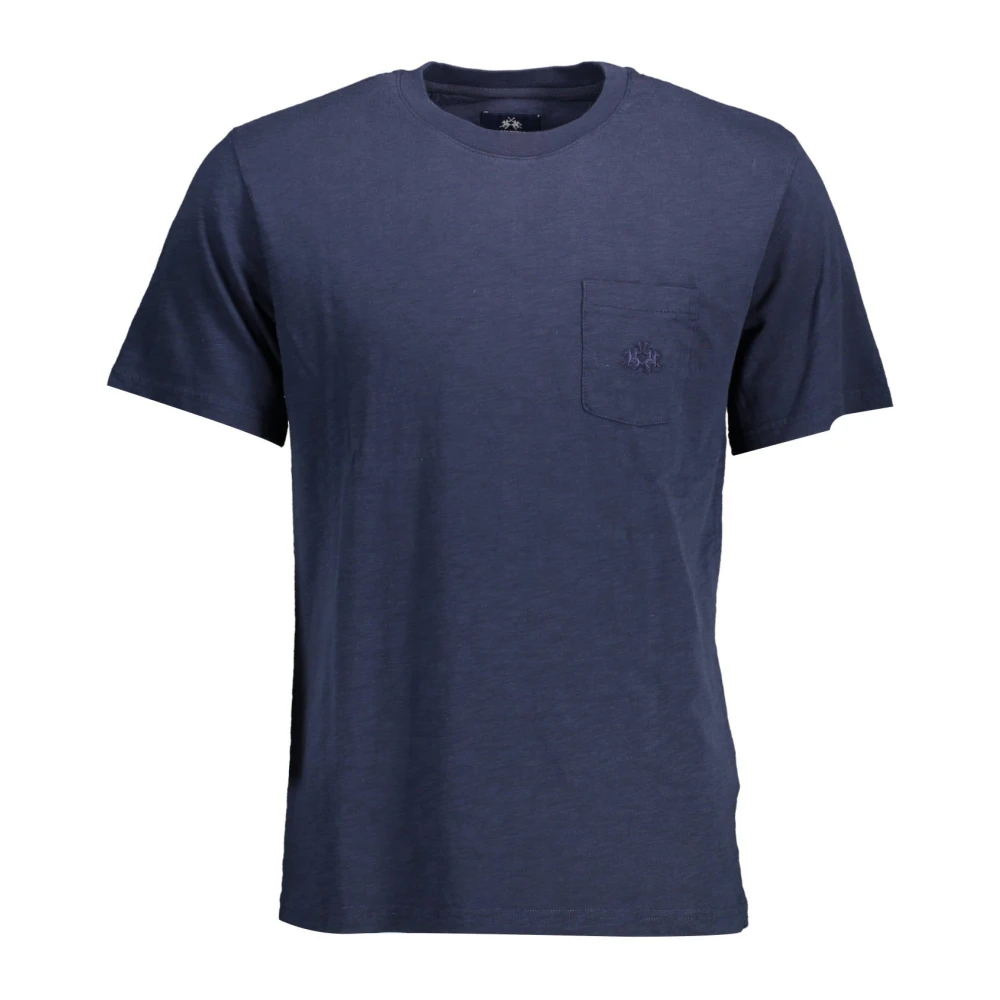 La Martina Men's Blue T-Shirts, Xl, Short Sleeve T-Shirt Embroidered Logo
