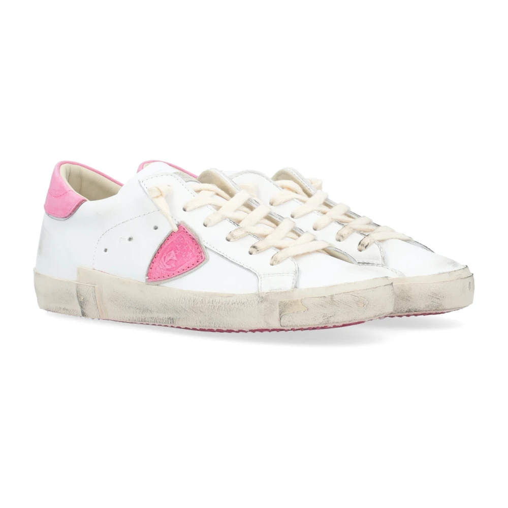 Philippe Model Paris X Leren Sneaker met Fuchsia Details Pink Dames