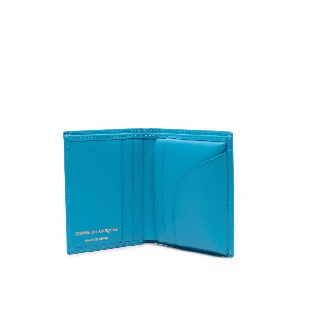 Comme des Garçons Blauwe Leren Bi-Fold Portemonnee Blue Heren